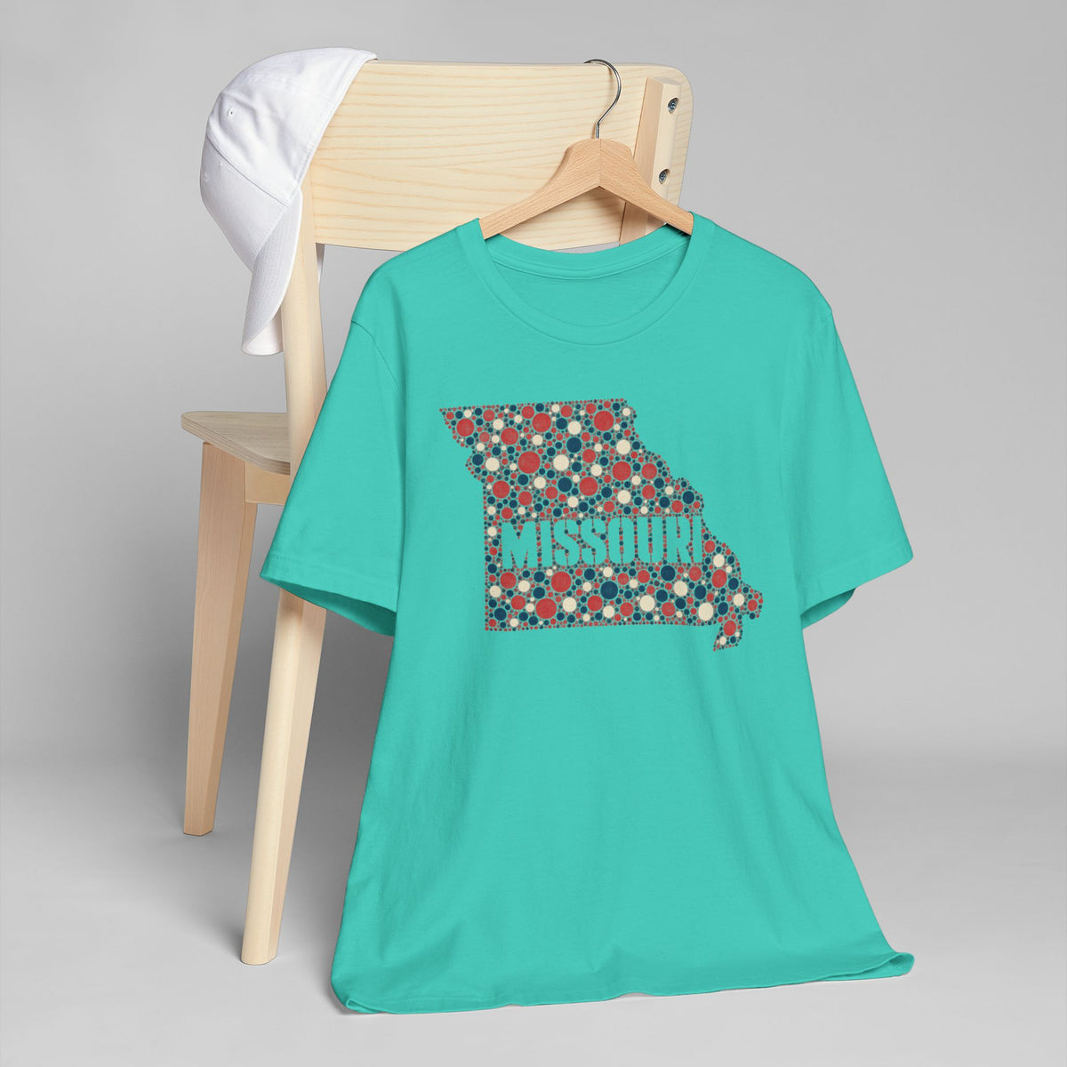 Missouri State Floral Map T-Shirt | Red White and Blue Missouri Outline Graphic Tee