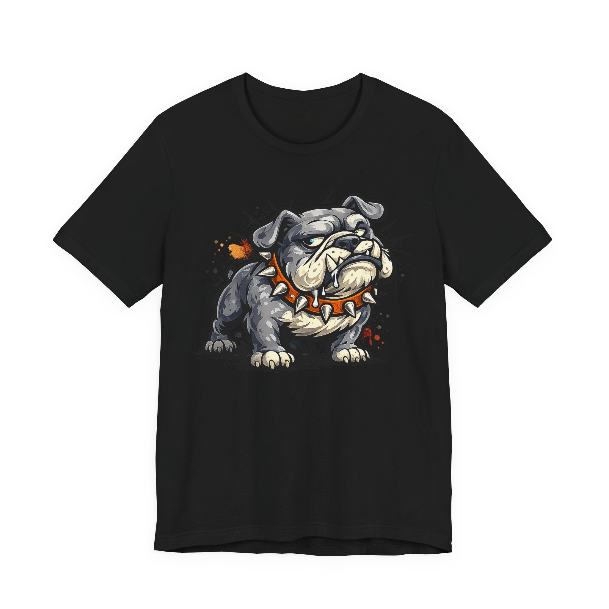 Black bulldog graphic T-shirt with snarling cartoon dog illustration