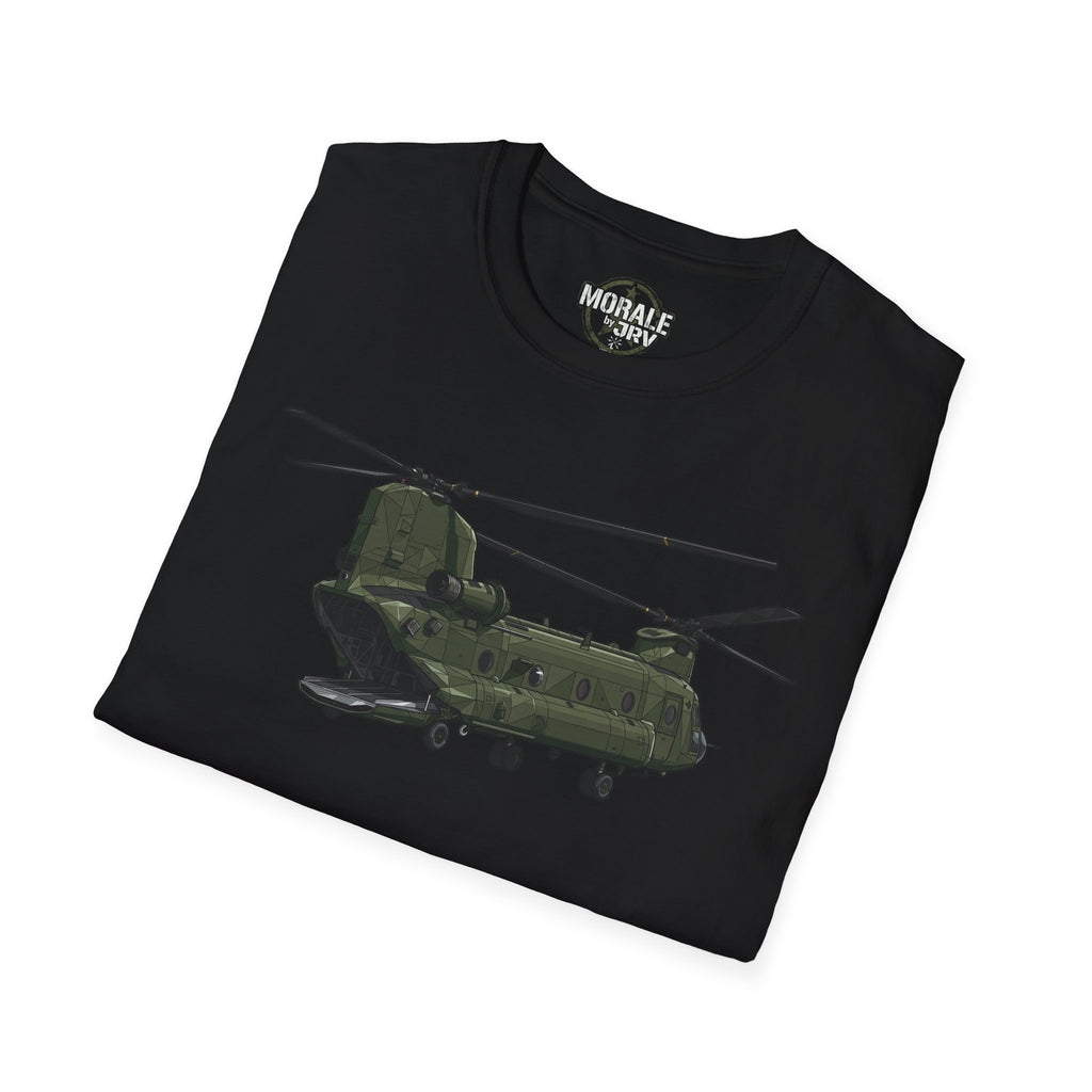 CH-47 Chinook T-shirt, black, front CH-47 helicopter graphic