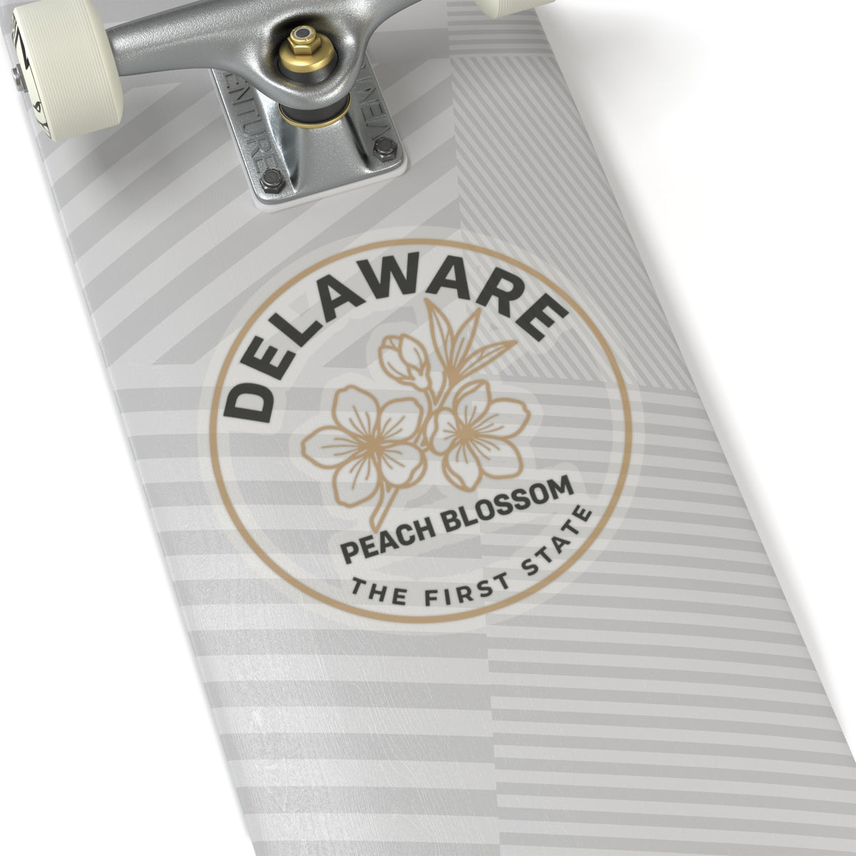 Delaware peach blossom sticker, transparent vinyl circular seal decal