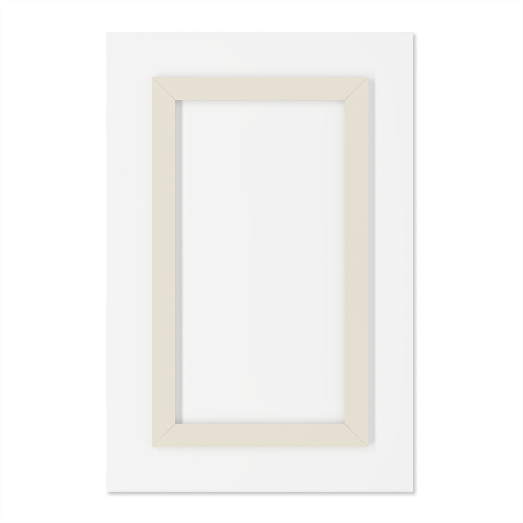 Rectangular wall art with off-white frame and blank white center