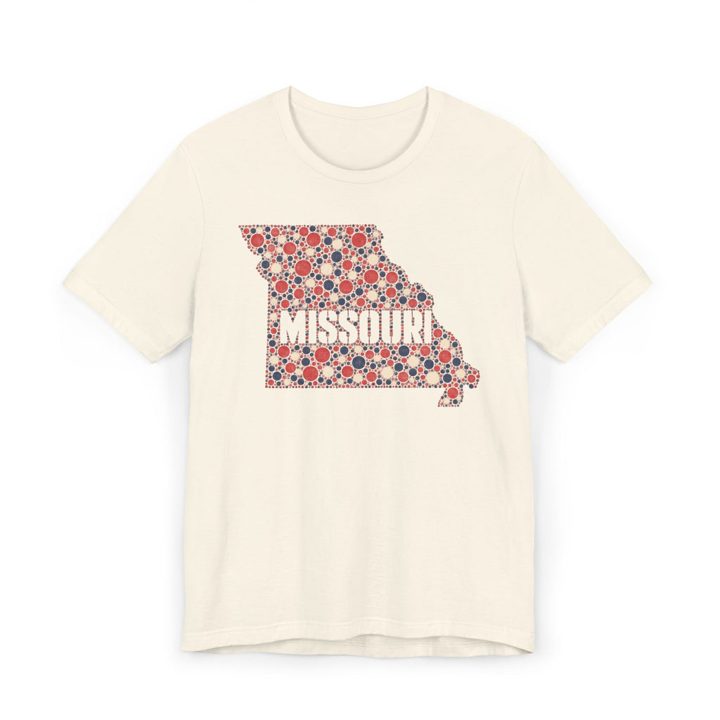 Missouri State Floral Map T-Shirt | Red White and Blue Missouri Outline Graphic Tee