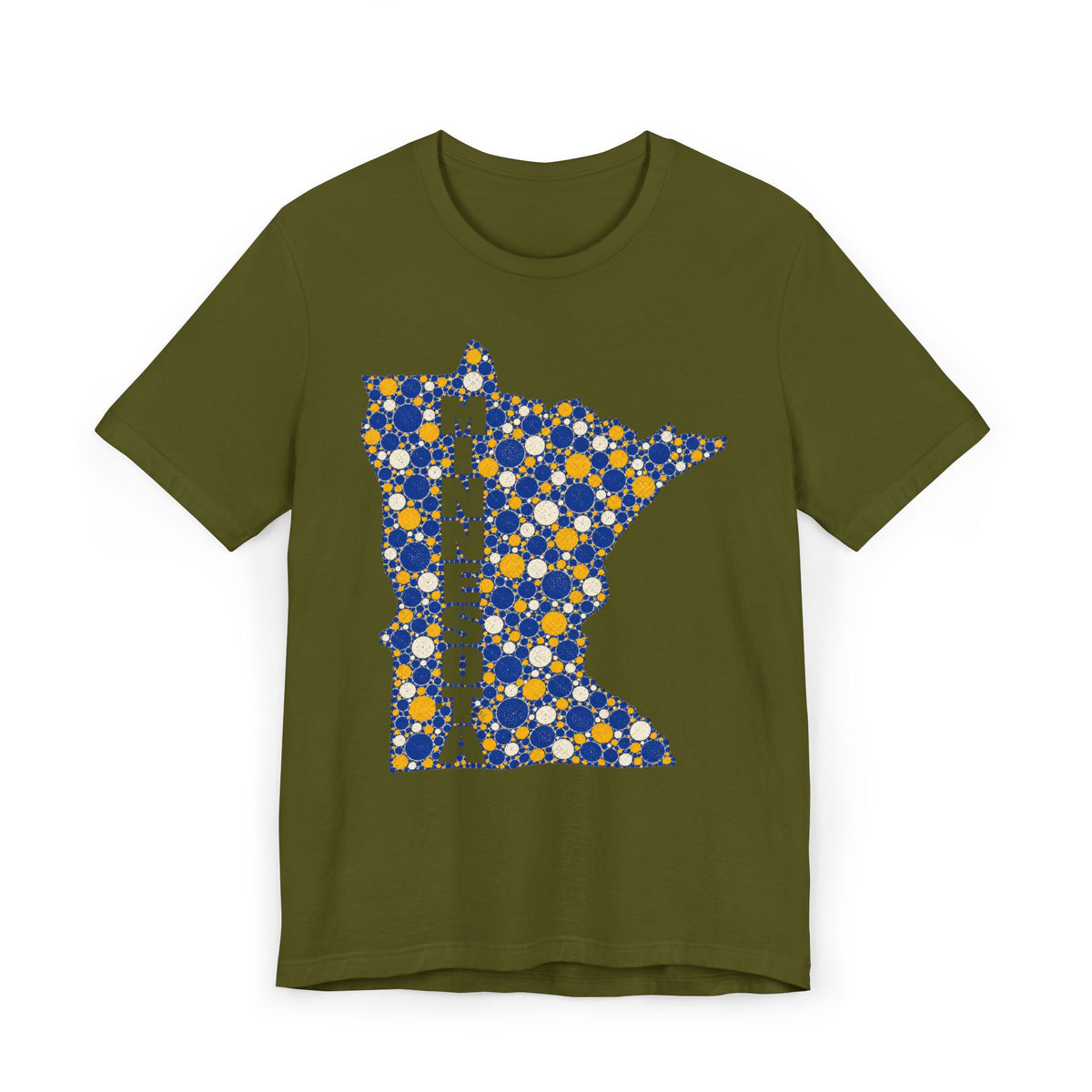 Minnesota State Floral Pattern T-Shirt | Blue and Gold Minnesota Map Graphic Tee