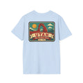 Light blue crewneck T-shirt with Utah travel badge graphic on the front