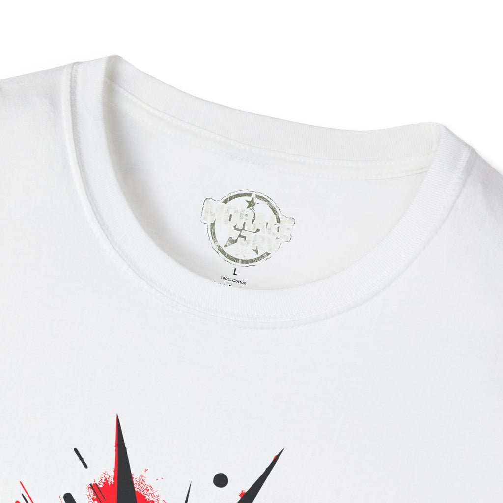 Liberty Statue graphic tee, weiß: Halsinnenlabel und Rundabzeichen am Halsausschnitt