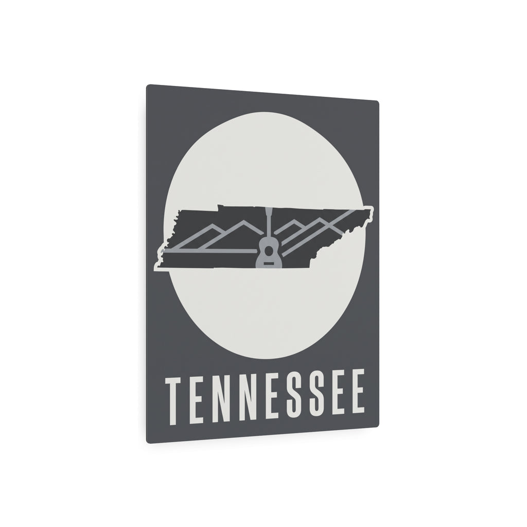Tennessee metal wall art front view, dark square with circular skyline and text