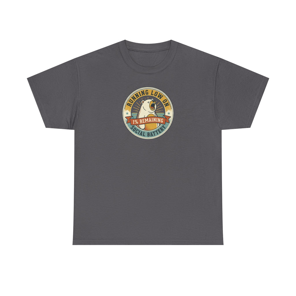 Charcoal graphic T-shirt with circular bear badge logo