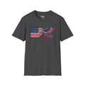 Patriotic eagle flag graphic T-shirt, dark heather gray front view