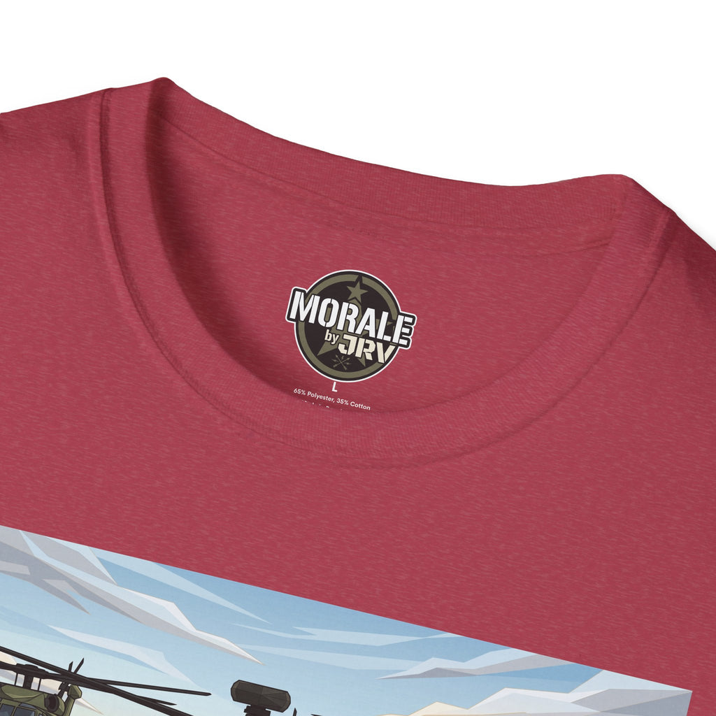 Rotes T-Shirt mit Rundhalsausschnitt und Brustlogo „Morale by Jri“