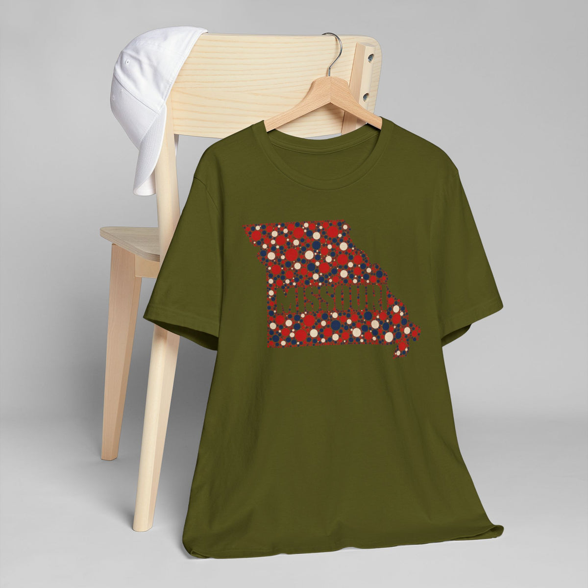 Missouri State Floral Map T-Shirt | Red White and Blue Missouri Outline Graphic Tee