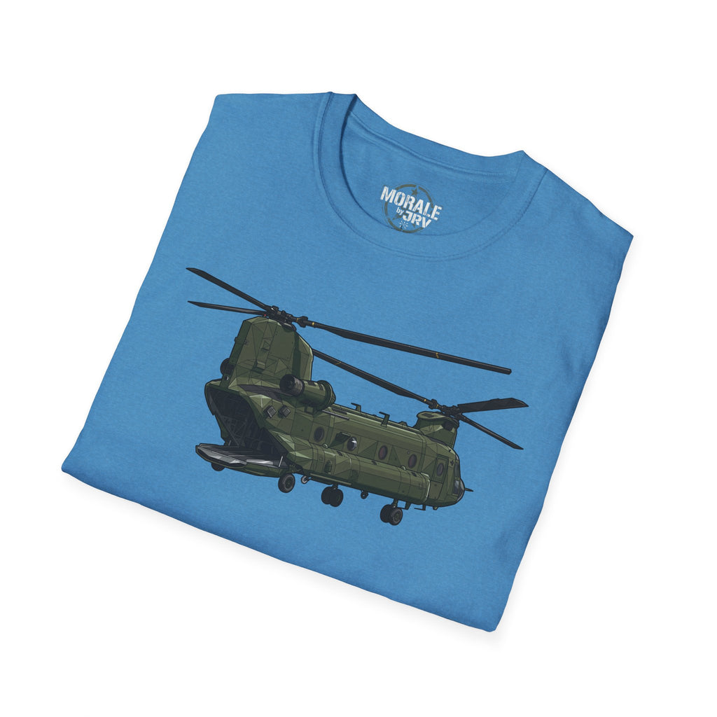 Hellblaues CH-47 Chinook T-Shirt mit Hubschrauber-Illustration vorn