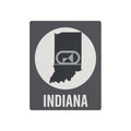 Indiana metal wall art with retro camera icon and state silhouette, dark gray finish