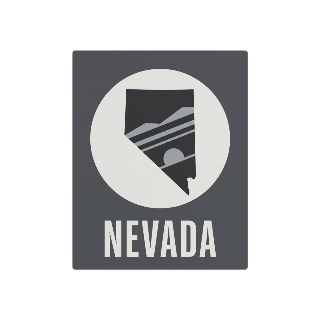 Nevada state silhouette metal wall sign with circular badge and “NEVADA” lettering
