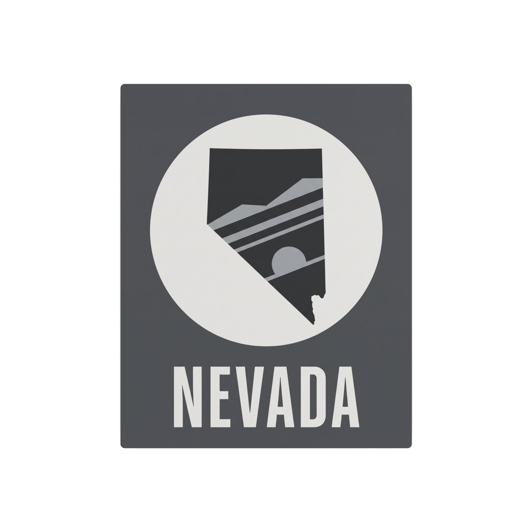 Nevada state silhouette metal wall sign with circular badge and “NEVADA” lettering