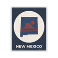 New Mexico sunset kiss-cut sticker, dark blue square featuring a sunset graphic and “NEW MEXICO”.