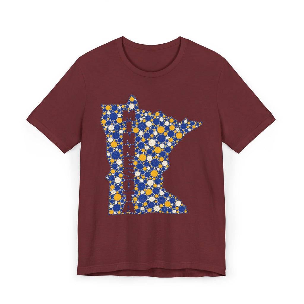 Minnesota State Floral Pattern T-Shirt | Blue and Gold Minnesota Map Graphic Tee
