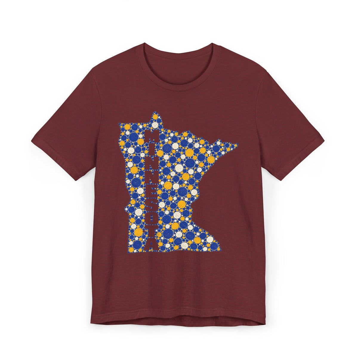 Minnesota State Floral Pattern T-Shirt | Blue and Gold Minnesota Map Graphic Tee