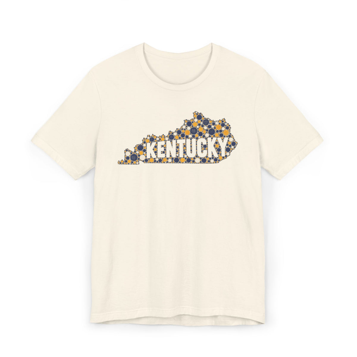 Kentucky State Shape T-Shirt | Blue and Gold Pattern Kentucky Outline Graphic Tee