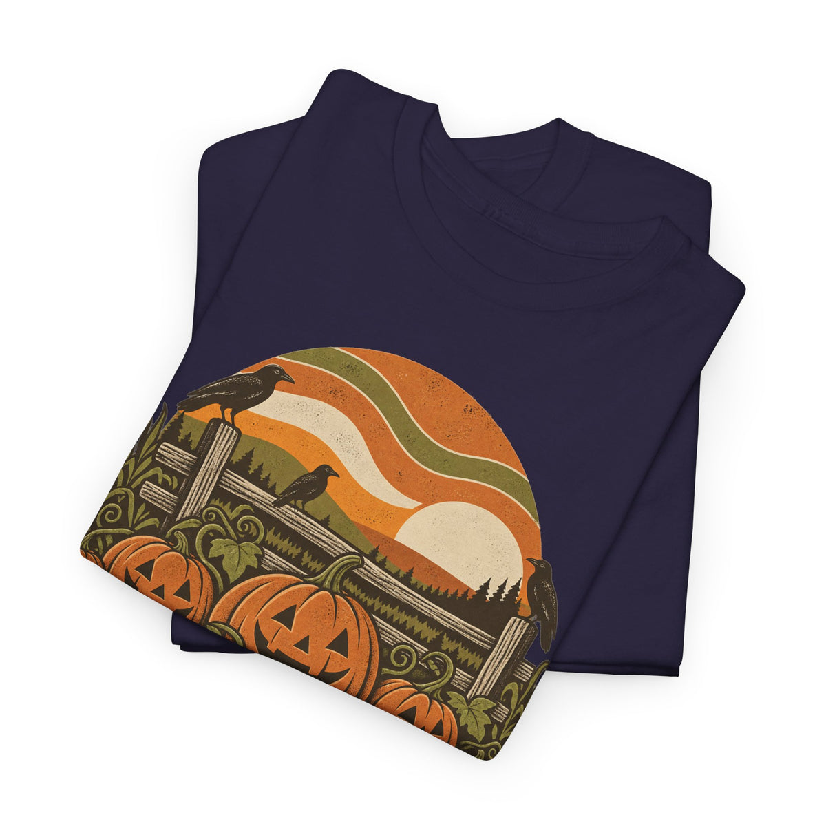 Pumpkin Patch T-Shirt, Retro Jack O Lantern Sunset Fall Halloween Shirt for Women and Men, Vintage Autumn Farm Graphic Tee