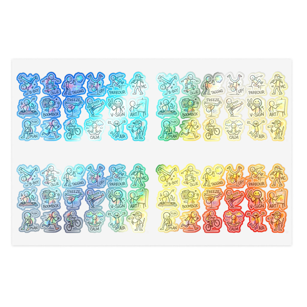 Mini Activity character sticker sheet with die-cut exercise icons in multiple colors
