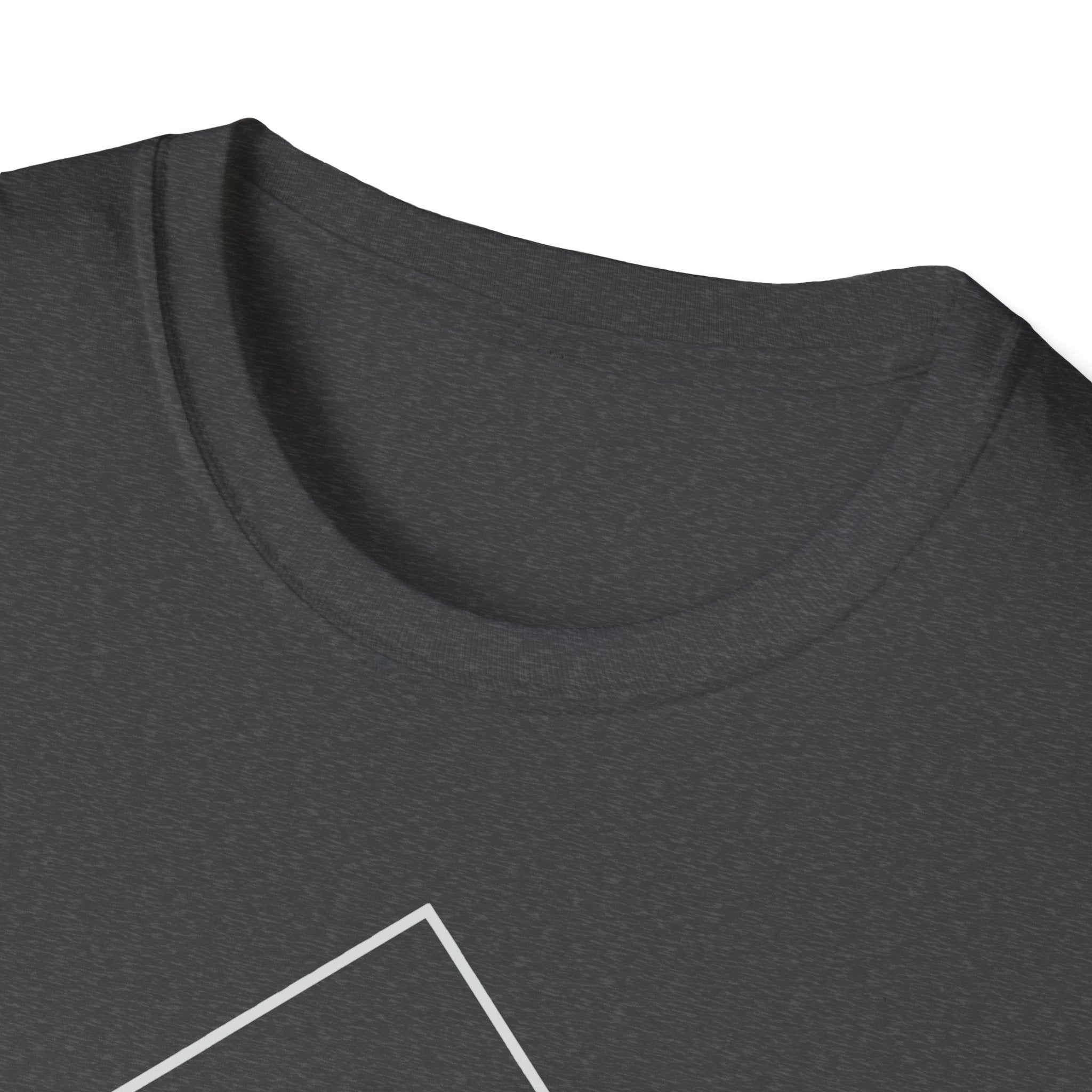 Dark heather crewneck T-shirt neckline