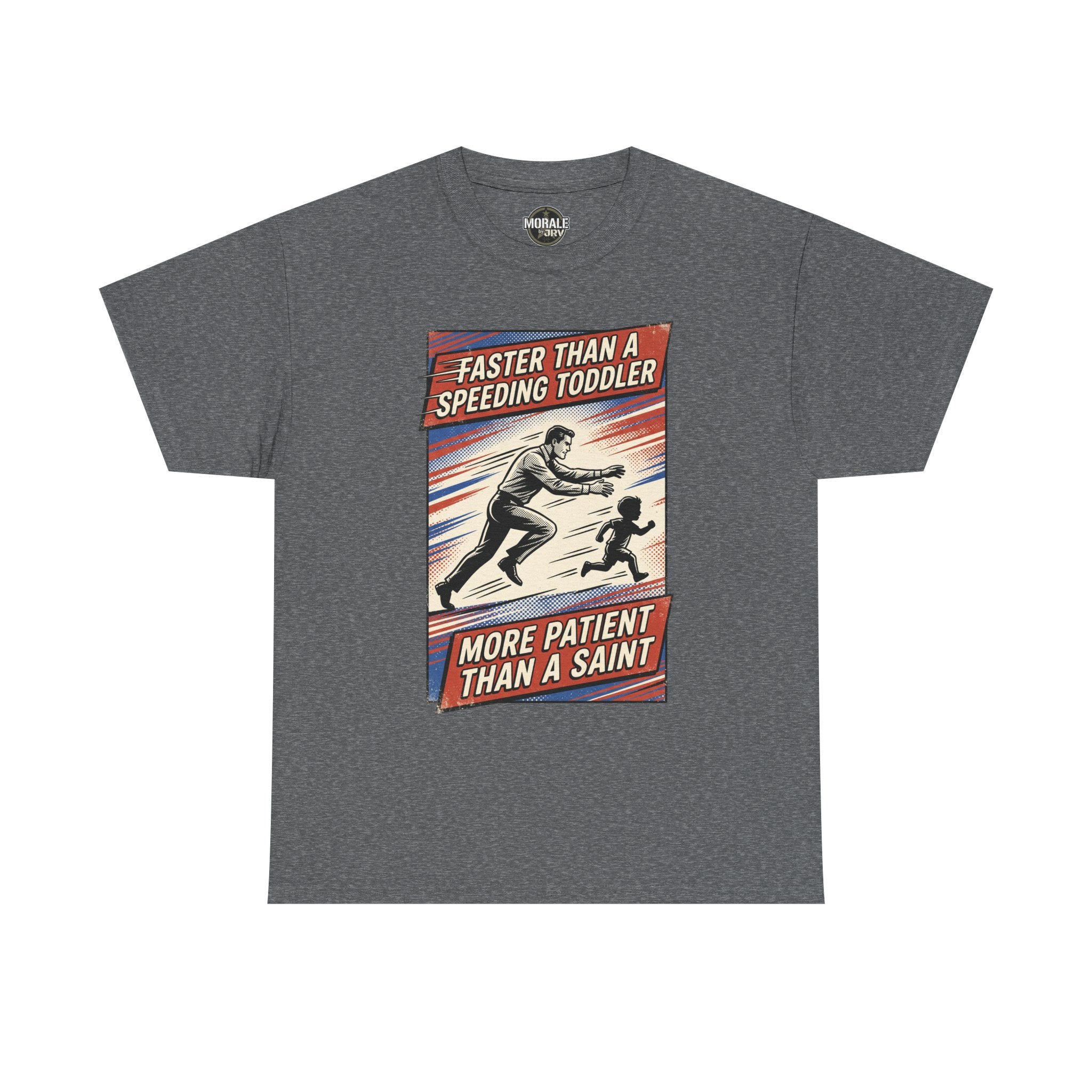 Faster Than A Speeding Toddler T-Shirt, graphite heather, square vintage-style print