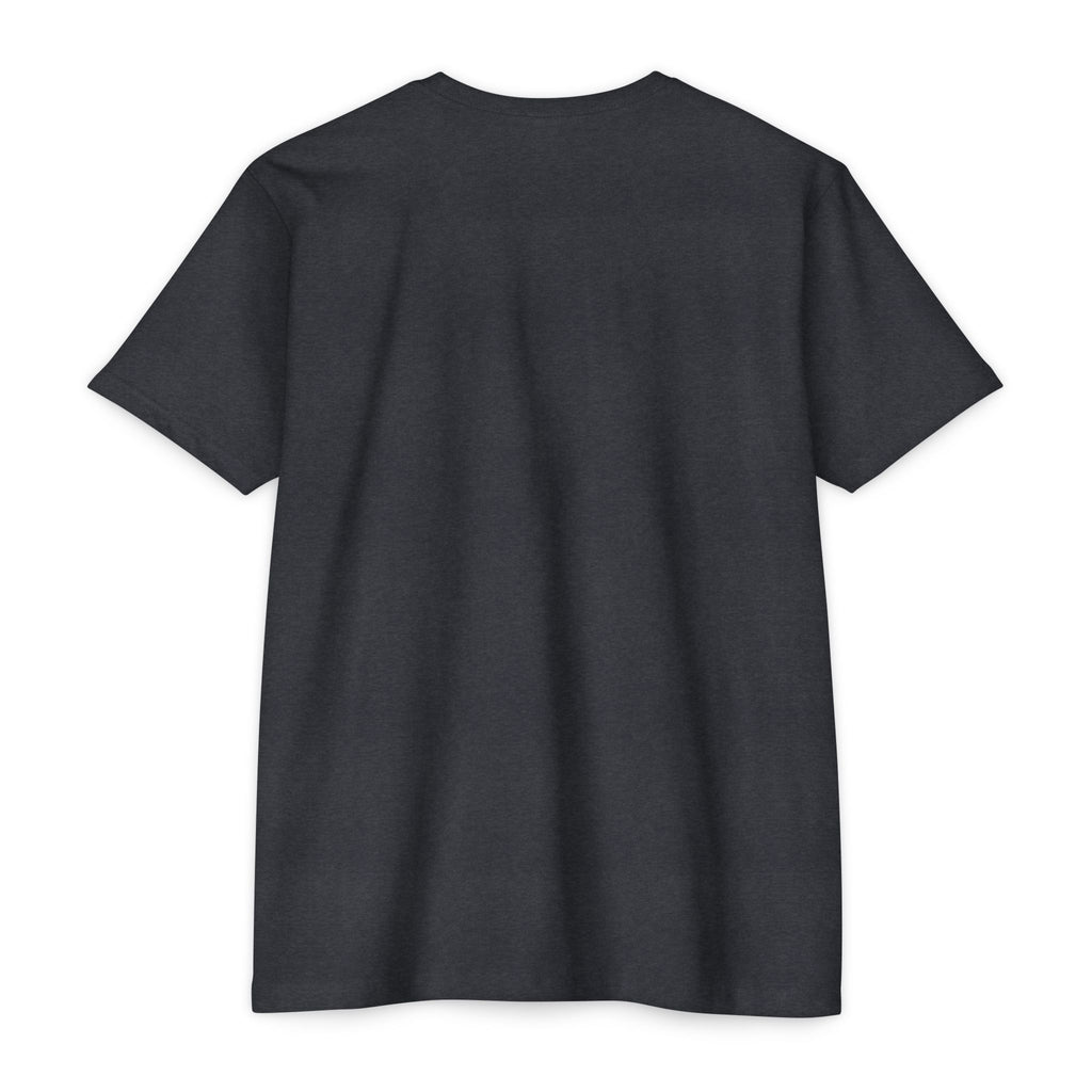 Dark charcoal crewneck T-shirt, short sleeves