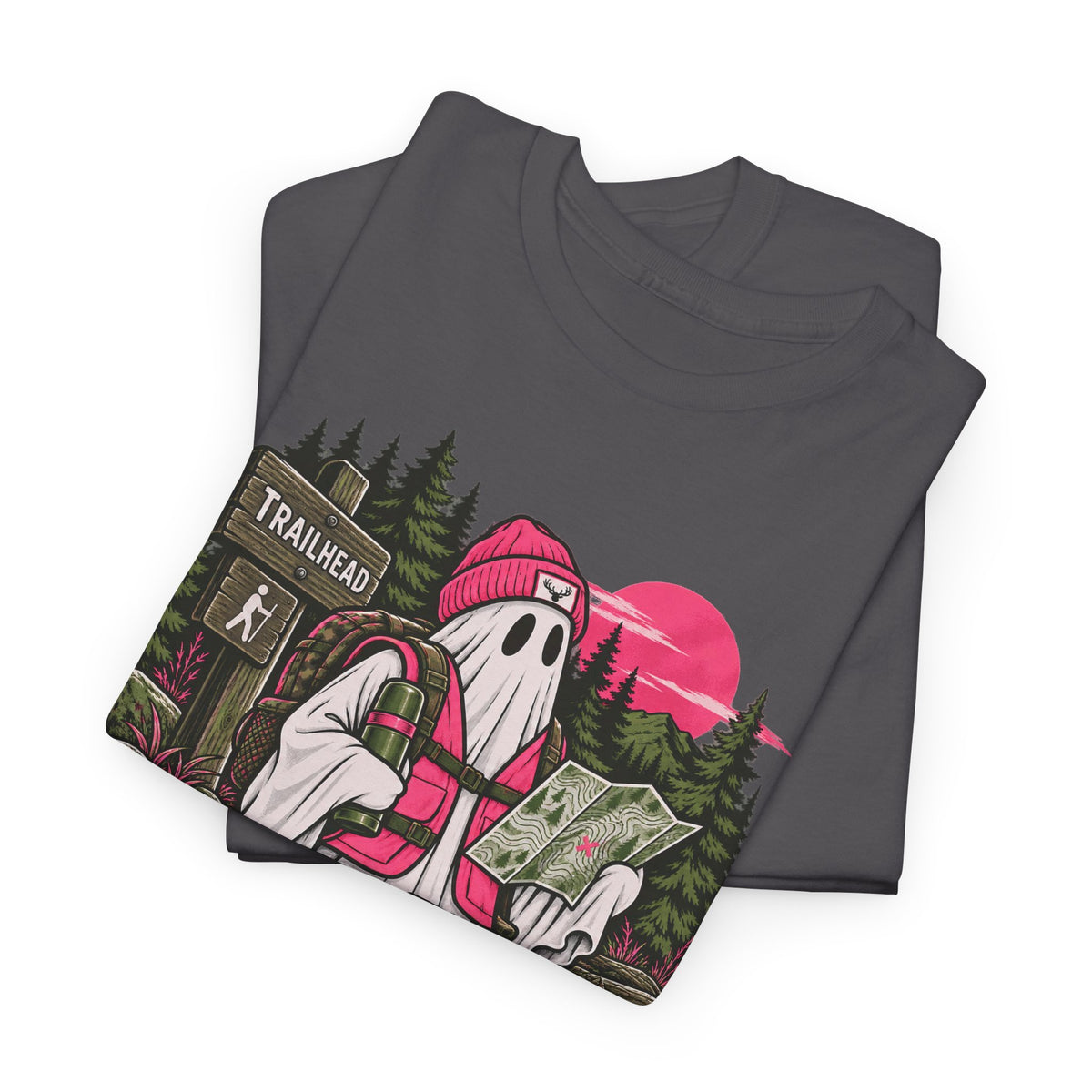 Safety First Spooky Second T-Shirt, Funny Ghost Hiker Halloween Shirt for Men and Women, Camping Trail Graphic Tee