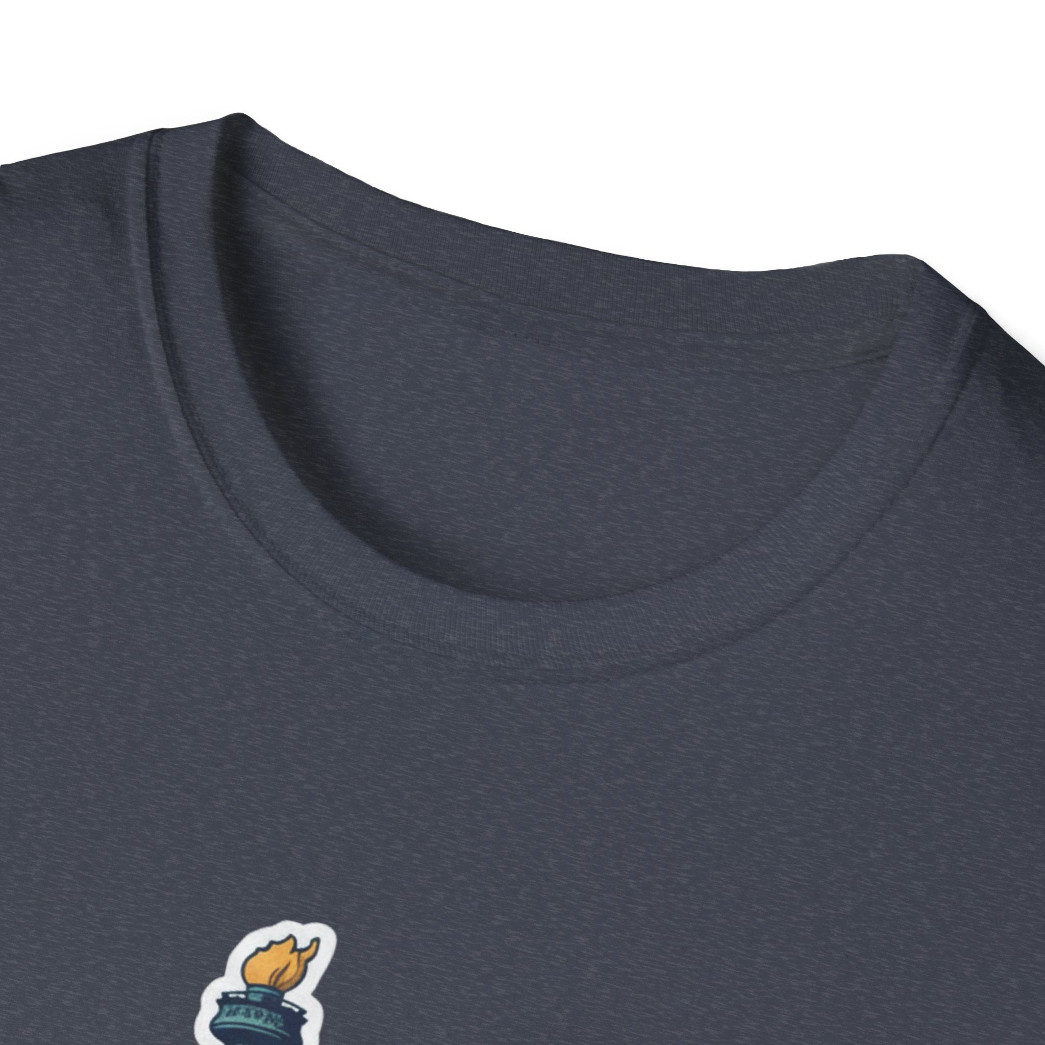 Dark gray T-shirt crew neck detail