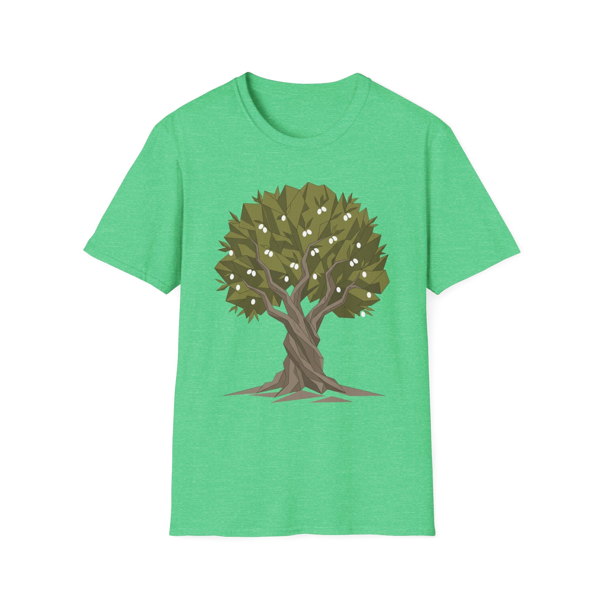 Twisted Olive Tree T-Shirt in bright green with twisted tree botanical graphic
