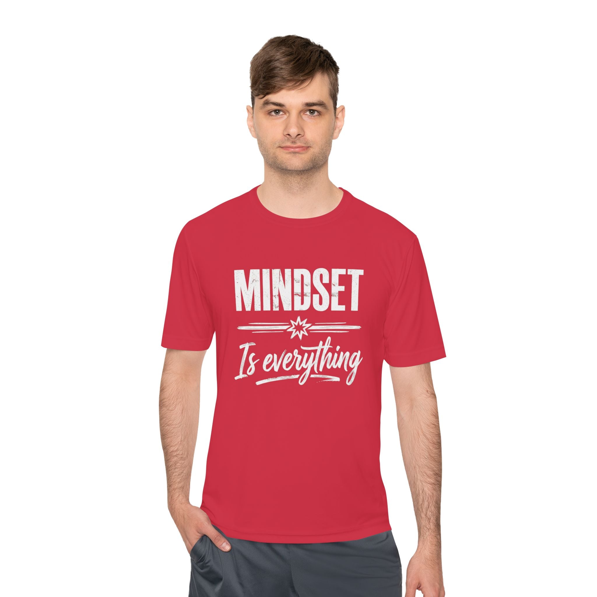 Mindset Is Everything T‑Shirt roja con estampado tipográfico “MINDSET”