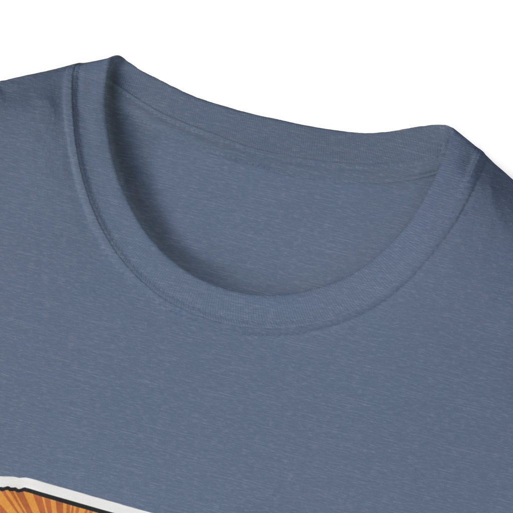 South Carolina map T-shirt in heather blue, crew neck close-up