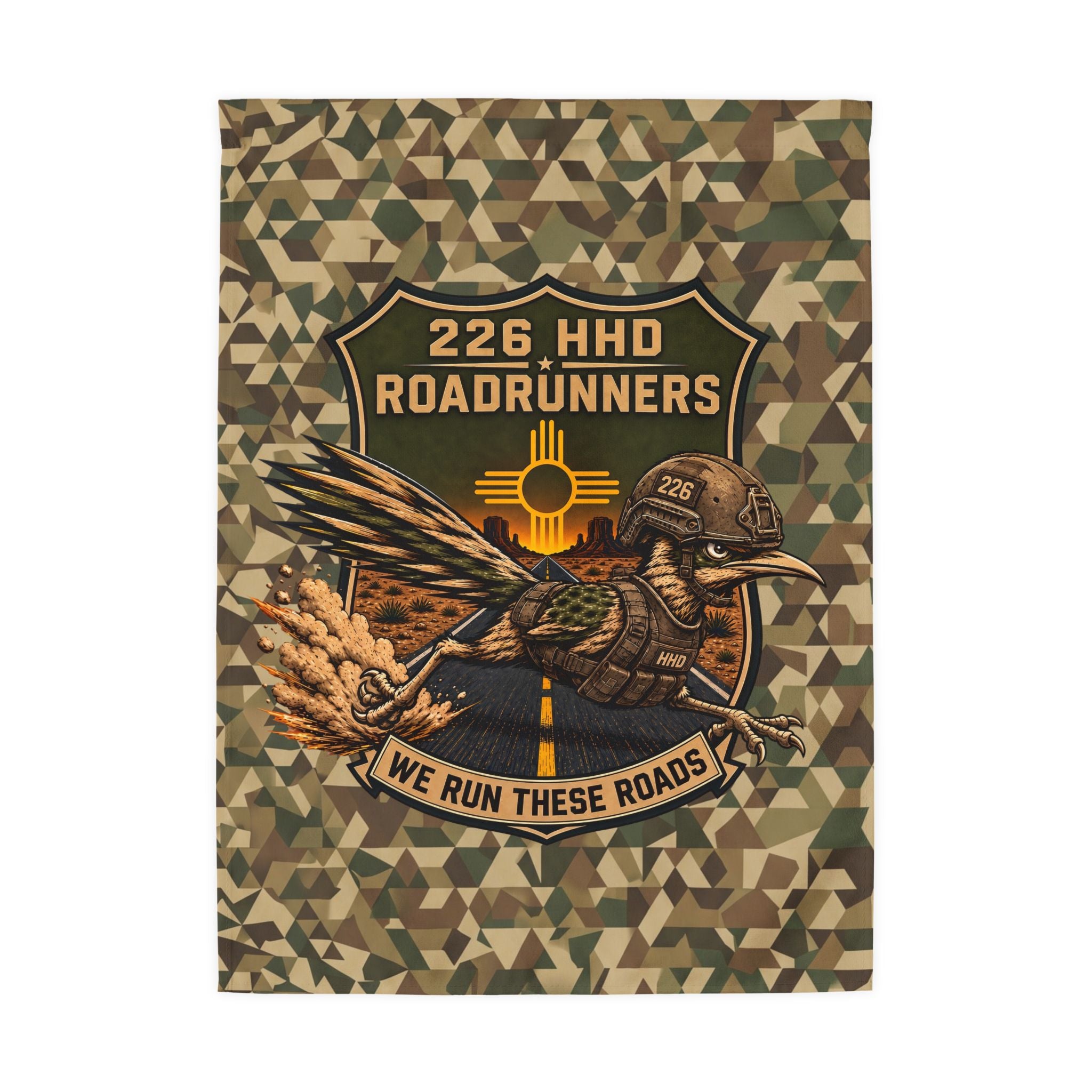 226 HHD Roadrunners Camouflage Outdoor Flag Verticle