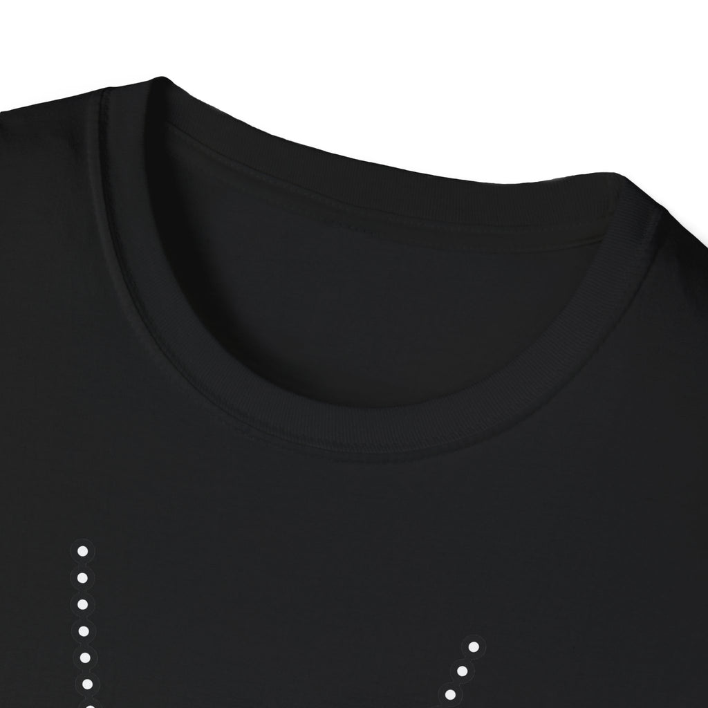 Black T-shirt neckline close-up, crew collar