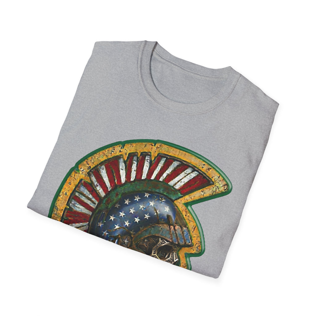 Sport Grey T-shirt with American flag helmet skull graphic