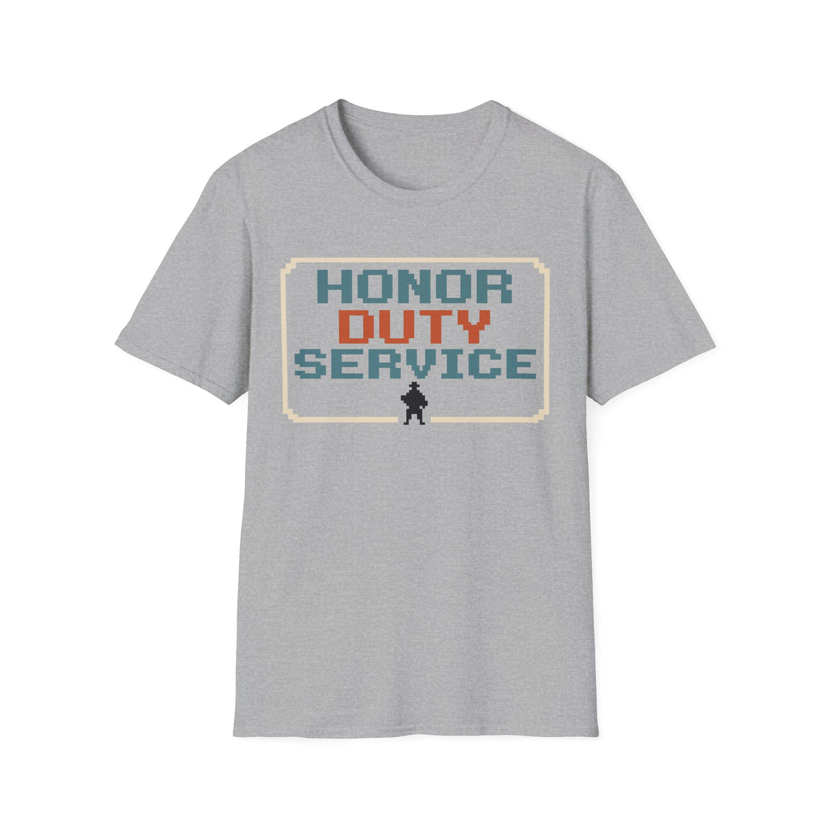 Honor Duty Service T-Shirt - Retro Pixel Veteran Tribute Tee