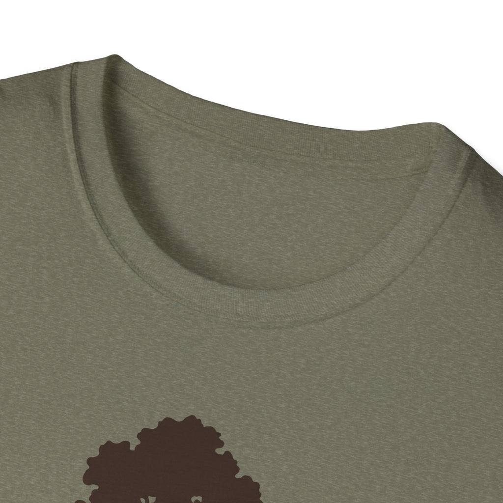 Heather Military Green crew neck T-shirt collar, plain front