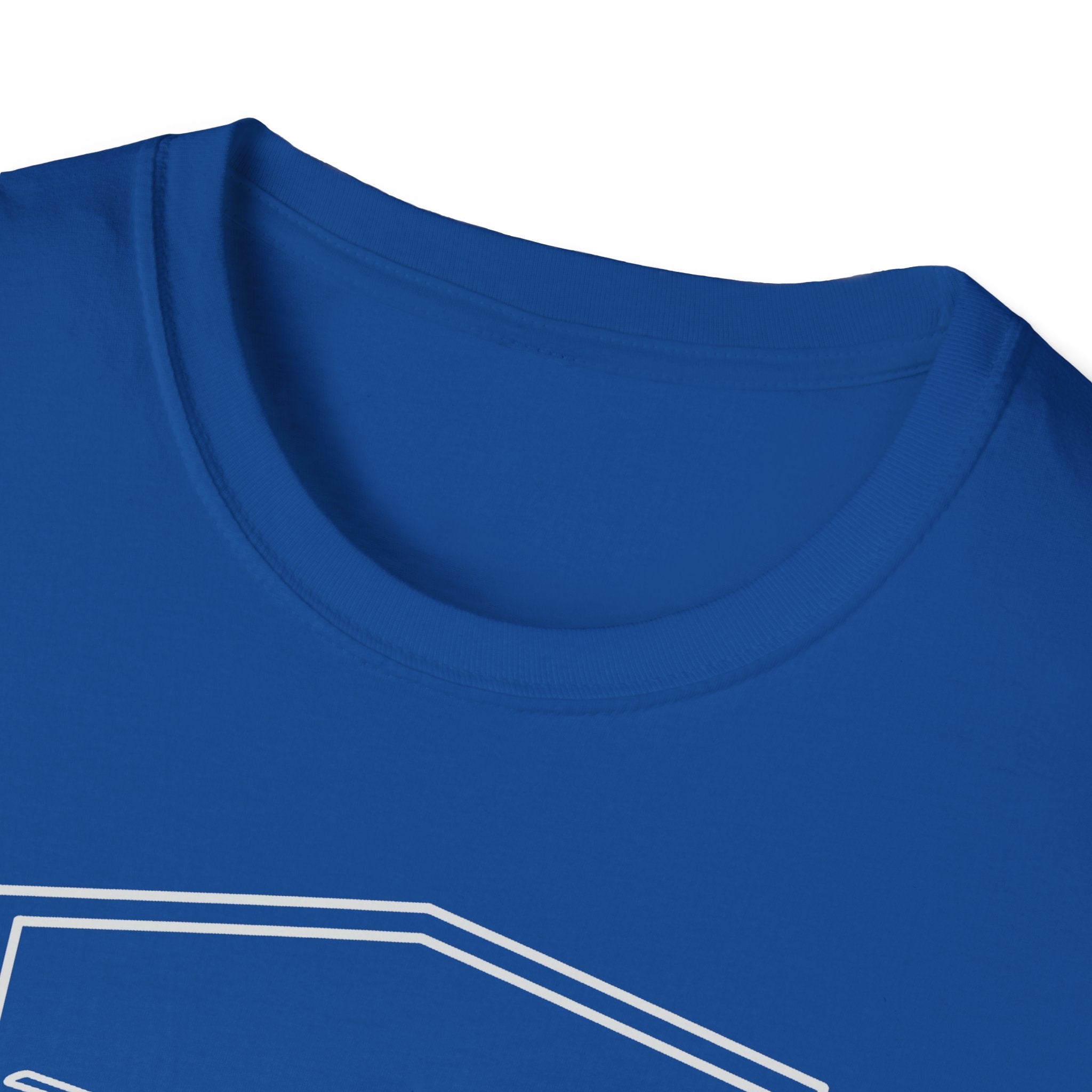Royal blue rescue helicopter T-shirt with crew-neck and partial banner graphic