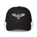 Black baseball cap with embroidered eagle emblem on the front