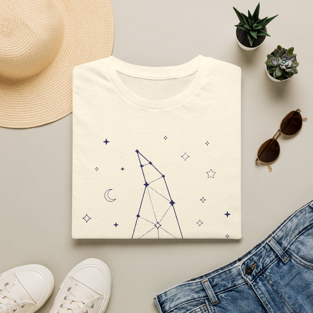 Cream witch constellation graphic T-shirt with star and moon symbols