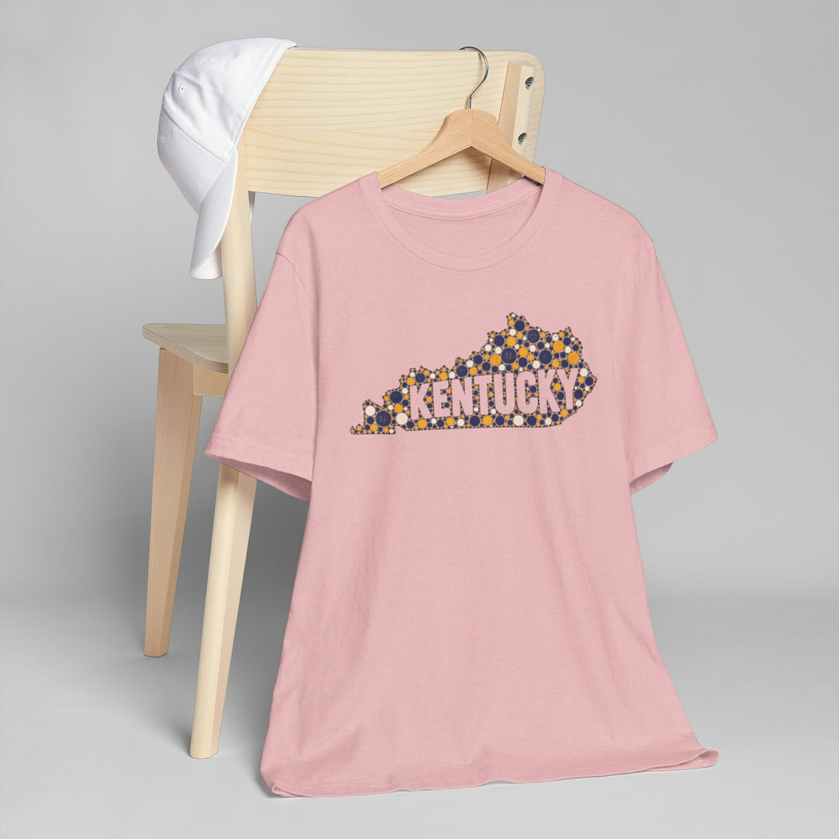 Kentucky State Shape T-Shirt | Blue and Gold Pattern Kentucky Outline Graphic Tee