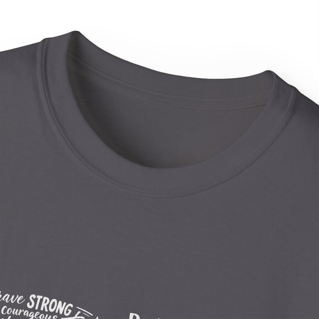Life Word Cloud Tee, dunkelgraues T‑Shirt mit geripptem Rundhalsausschnitt