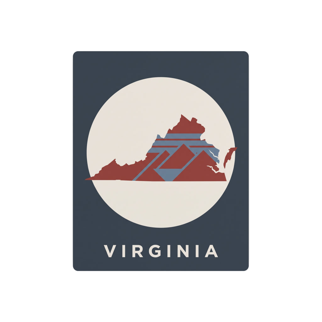 Virginia retro badge metal sign with circular state map graphic and “VIRGINIA” text