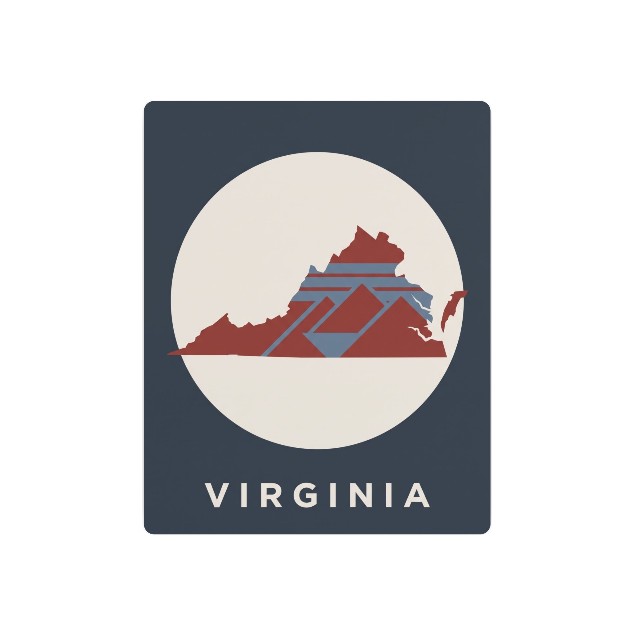 Virginia retro badge metal sign with circular state map graphic and “VIRGINIA” text
