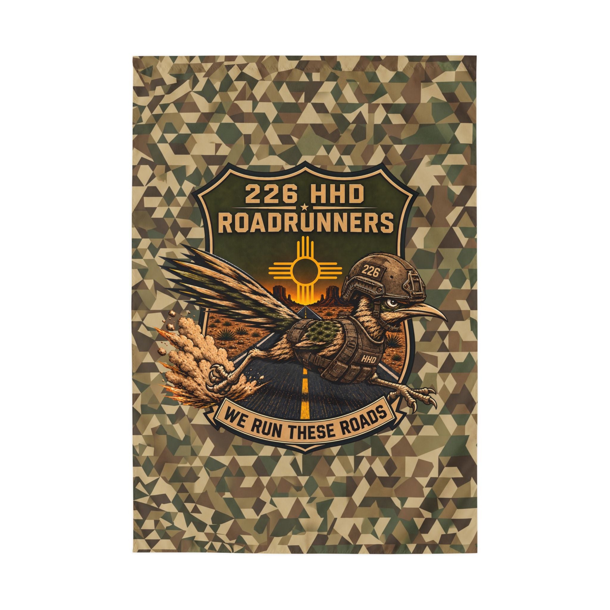 226 HHD Roadrunners Camouflage Outdoor Flag Verticle