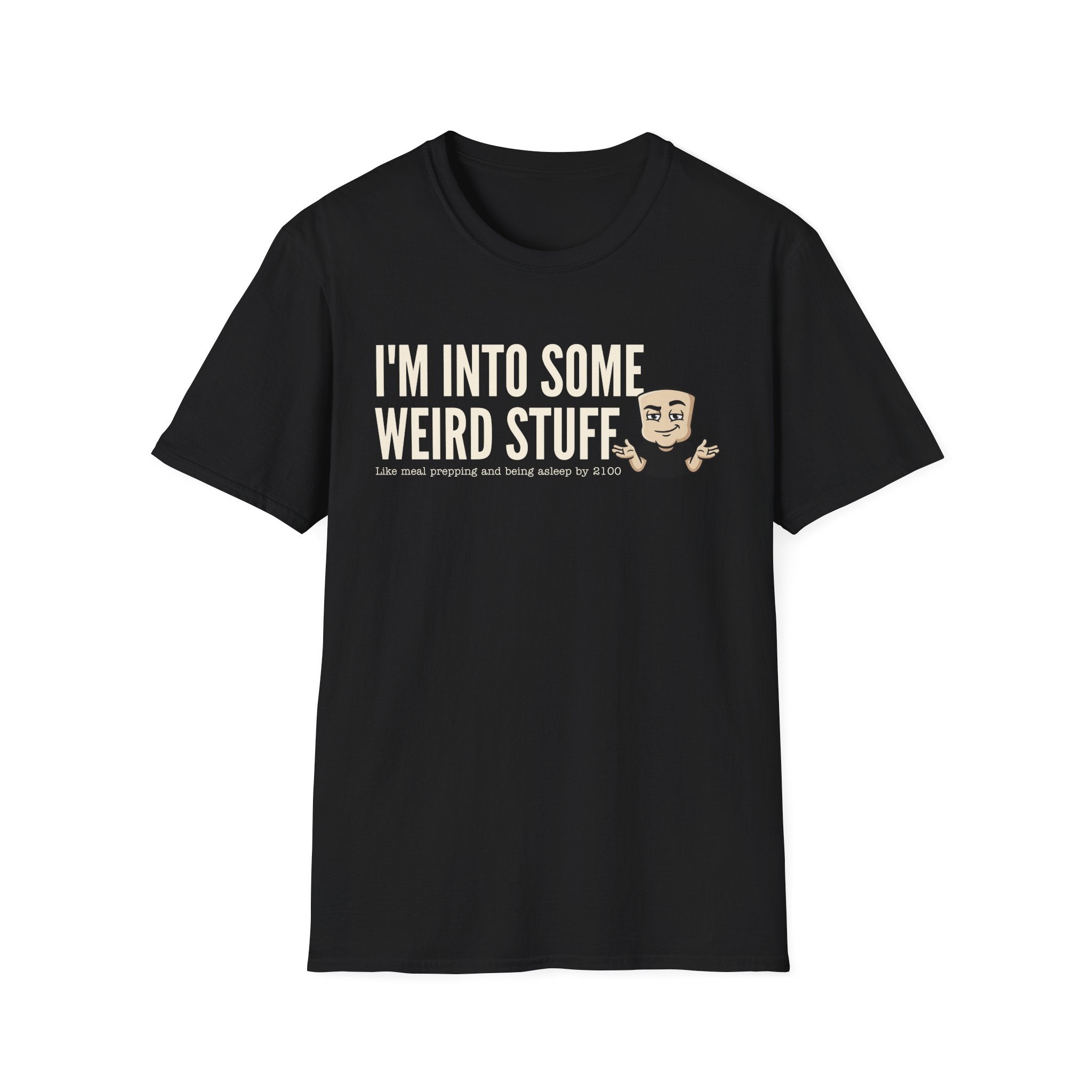 Black T-shirt with weird stuff slogan and character graphic