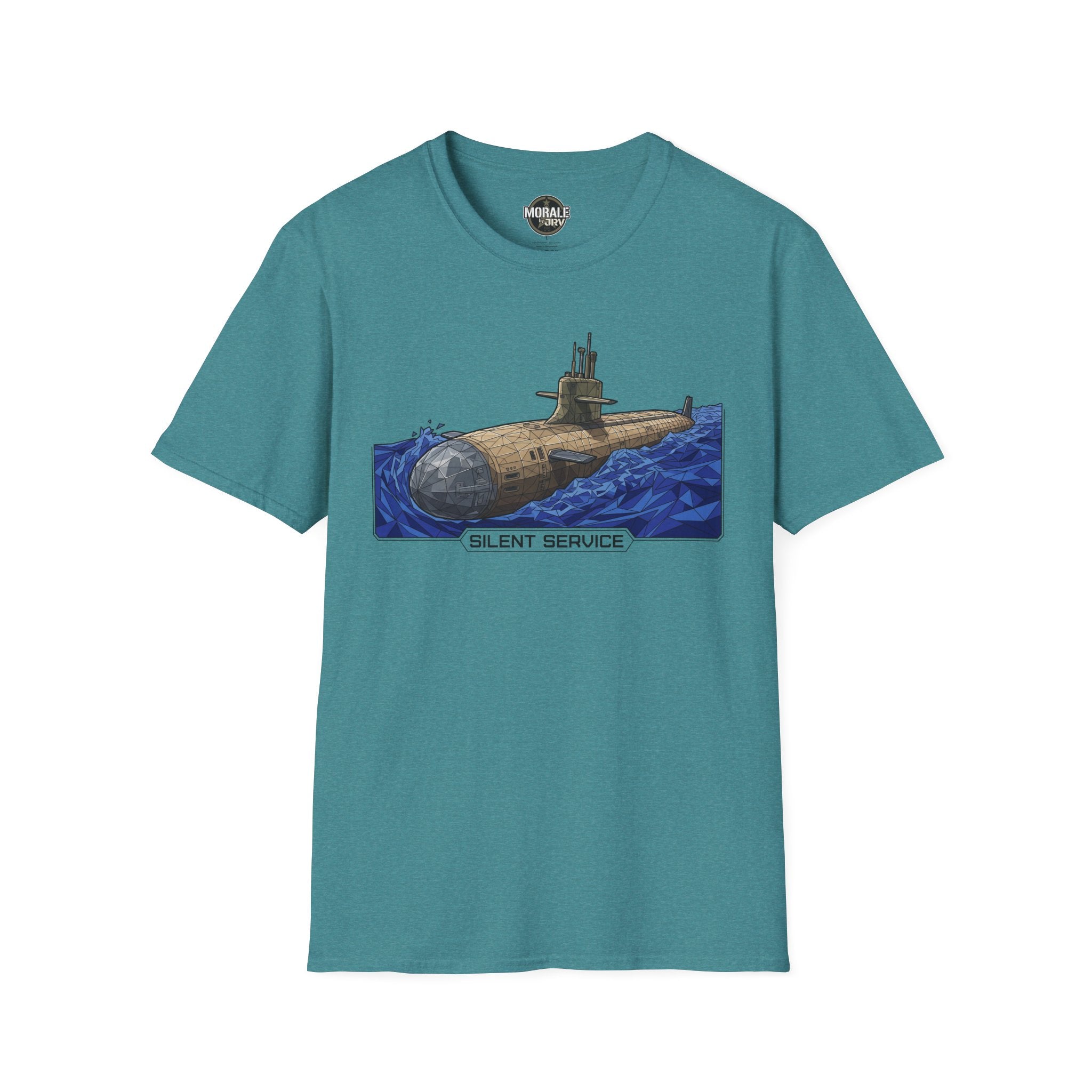 Silent Service T‑shirt in teal with submarine graphic and “SILENT SERVICE”
