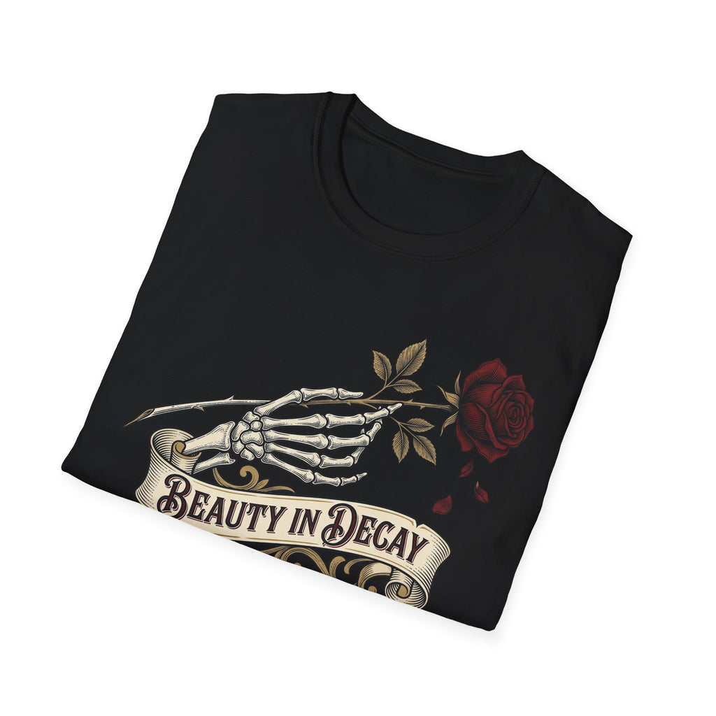 Beauty in Decay T-Shirt - Skeleton Hand & Rose Gothic Tattoo Tee