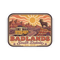 Kiss-cut sticker with desert landscape illustration, camper van, bighorn sheep, and Est. 1978