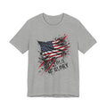 Medium heather grey T-shirt with distressed American flag graphic and 'Old Glory' text